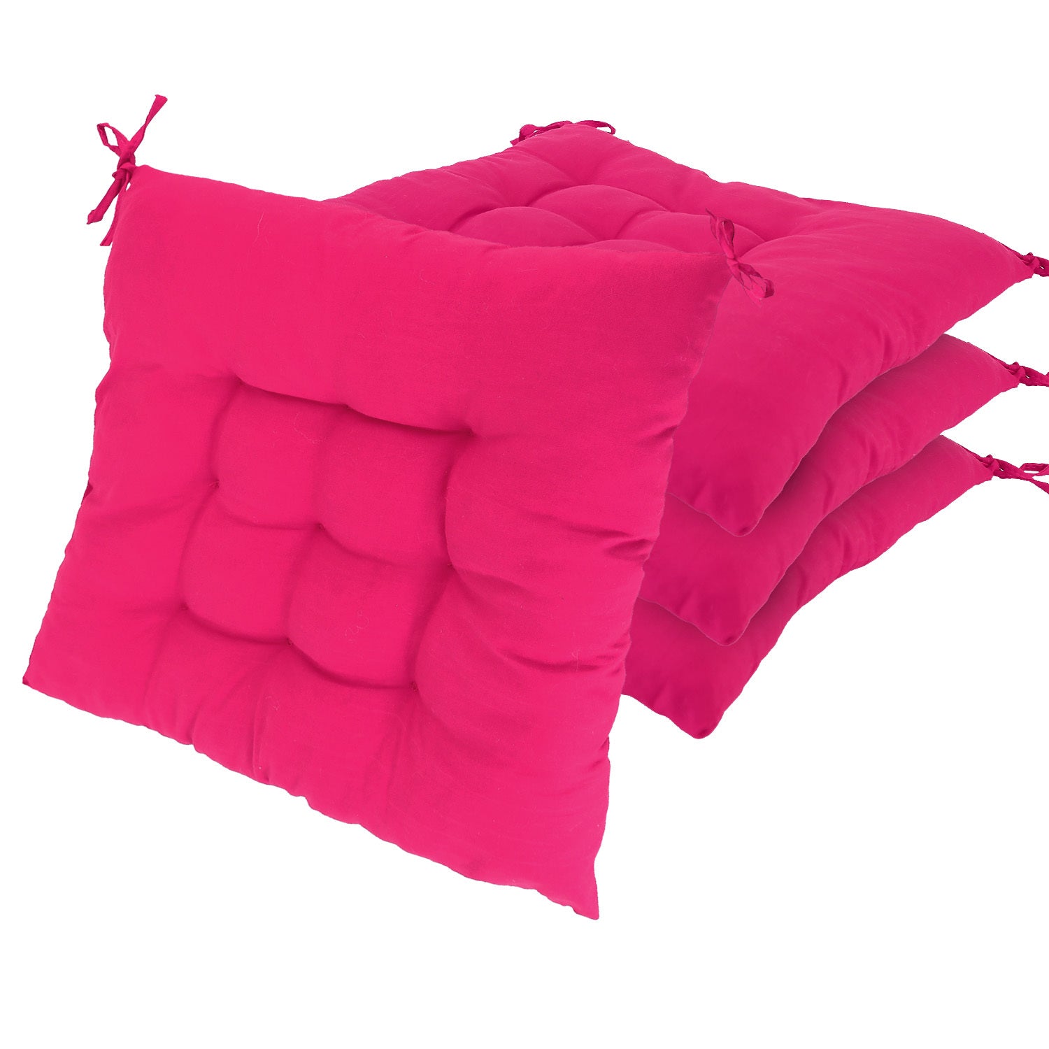 KTX-834195 4-Piece Soft Square Chair Cushion Set - 17.72in Comfortable Tie-On Seat Pads for Home, Office, and Travel