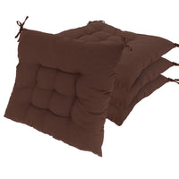 HKM-834195 4-Piece Soft Square Chair Cushion Set - 17.72in Comfortable Tie-On Seat Pads for Home, Office, and Travel