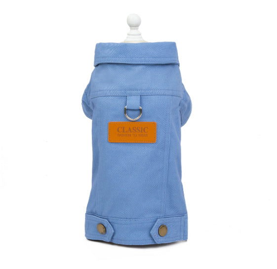 HKM-834259 Dogcat Autumn Traction Denim Jacket for Pets - Available in Blue, Green, and Yellow, Sizes S to 2XL