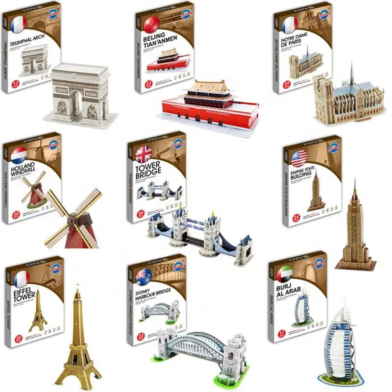 HKM-834387 Notre Dame Paris 3D Paper Puzzle for Kids and Adults, Educational DIY Toy Building Blocks, Under 50 Pieces