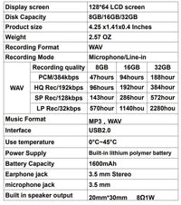 HKM-834515 HD Noise Reduction Digital Recording Pen and MP3 Player with Large Capacity and Smart Features