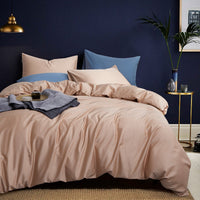 HKM-834579 Luxury Egyptian Cotton 60S Four-Piece Bed Cover Set - 100% Pure Cotton Fitted Sheet, Quilt Cover, and Pillow Covers