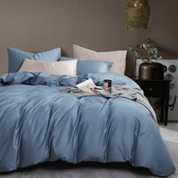 HKM-834579 Luxury Egyptian Cotton 60S Four-Piece Bed Cover Set - 100% Pure Cotton Fitted Sheet, Quilt Cover, and Pillow Covers