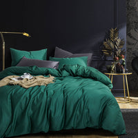 HKM-834579 Luxury Egyptian Cotton 60S Four-Piece Bed Cover Set - 100% Pure Cotton Fitted Sheet, Quilt Cover, and Pillow Covers