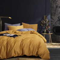 HKM-834579 Luxury Egyptian Cotton 60S Four-Piece Bed Cover Set - 100% Pure Cotton Fitted Sheet, Quilt Cover, and Pillow Covers