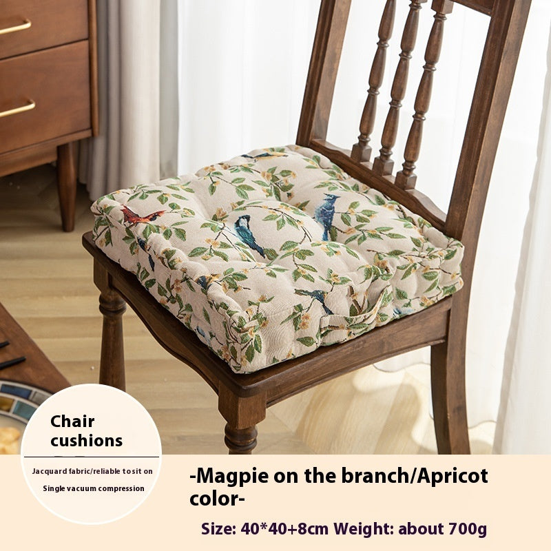 HKM-834707 American Style Floral Seat Cushion with Waist Support - Thick, Comfortable Design, Made from Polyester, 40x40x8cm