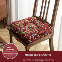 HKM-834707 American Style Floral Seat Cushion with Waist Support - Thick, Comfortable Design, Made from Polyester, 40x40x8cm