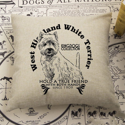 HKM-834771 Cotton and Linen Terrier Pillow with Memory Foam Filling, Modern Style Cushion Cover