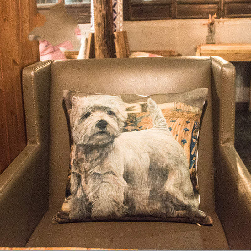 HKM-834771 Cotton and Linen Terrier Pillow with Memory Foam Filling, Modern Style Cushion Cover
