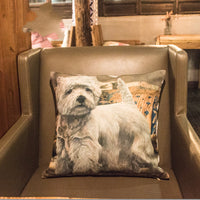 HKM-834771 Cotton and Linen Terrier Pillow with Memory Foam Filling, Modern Style Cushion Cover