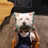 HKM-834771 Cotton and Linen Terrier Pillow with Memory Foam Filling, Modern Style Cushion Cover