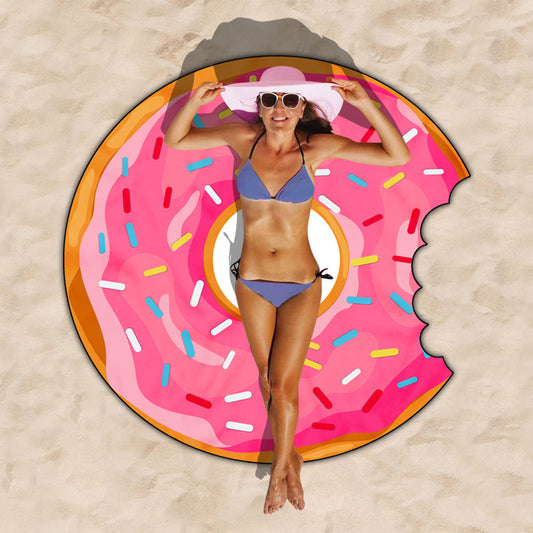HKM-834963 Donut Style Microfiber Beach Towel - Soft, Durable, Quick-Drying & Colorfast