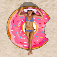 HKM-834963 Donut Style Microfiber Beach Towel - Soft, Durable, Quick-Drying & Colorfast