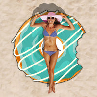 HKM-834963 Donut Style Microfiber Beach Towel - Soft, Durable, Quick-Drying & Colorfast