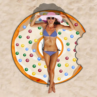 HKM-834963 Donut Style Microfiber Beach Towel - Soft, Durable, Quick-Drying & Colorfast