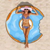 HKM-834963 Donut Style Microfiber Beach Towel - Soft, Durable, Quick-Drying & Colorfast