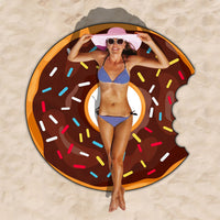 HKM-834963 Donut Style Microfiber Beach Towel - Soft, Durable, Quick-Drying & Colorfast