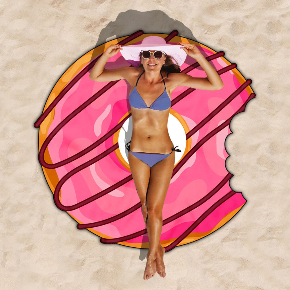 HKM-834963 Donut Style Microfiber Beach Towel - Soft, Durable, Quick-Drying & Colorfast
