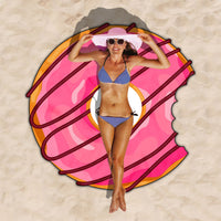 HKM-834963 Donut Style Microfiber Beach Towel - Soft, Durable, Quick-Drying & Colorfast