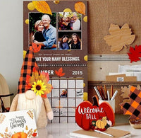 HKM-835091 Autumn Gnome Tiered Tray Decoration Set with Maple Leaf Lights and Greeting Cards