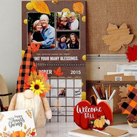 HKM-835091 Autumn Gnome Tiered Tray Decoration Set with Maple Leaf Lights and Greeting Cards