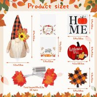 HKM-835091 Autumn Gnome Tiered Tray Decoration Set with Maple Leaf Lights and Greeting Cards