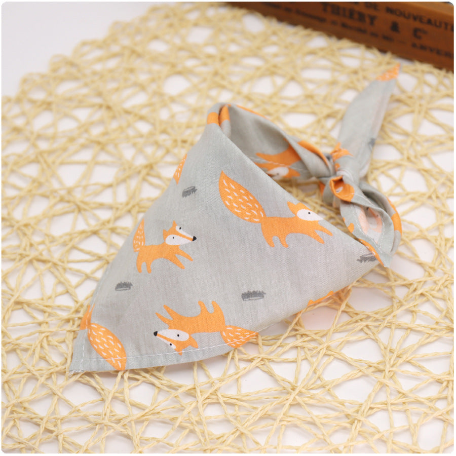 HKM-835283 Colorful Cartoon Cotton Triangle Scarf with Lace Design - Versatile Headscarf & Saliva Towel