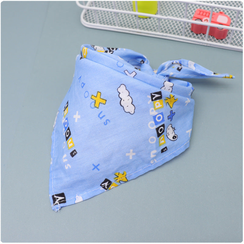 HKM-835283 Colorful Cartoon Cotton Triangle Scarf with Lace Design - Versatile Headscarf & Saliva Towel