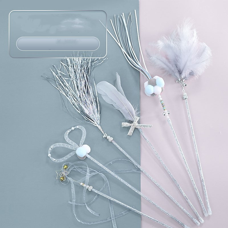 HKM-835283 Colorful Self-Healing Bell Feathers Cat Teaser Stick for Interactive Play