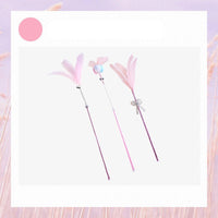 HKM-835283 Colorful Self-Healing Bell Feathers Cat Teaser Stick for Interactive Play