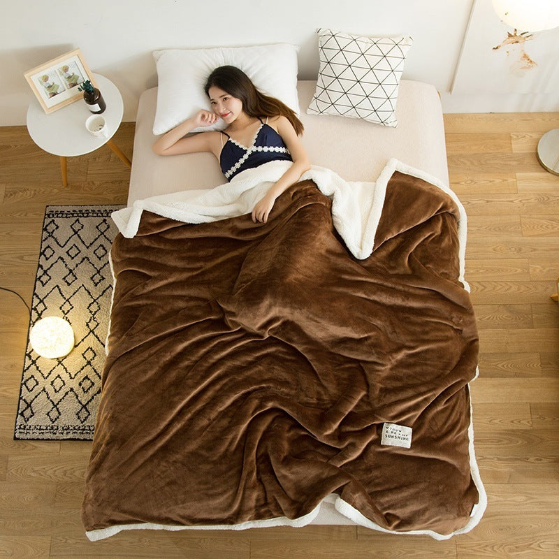 HKM-835283 Cozy Pure Color Fleece Blanket - Soft Polyester Fiber, 100x120CM