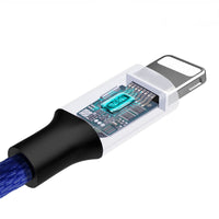 HKM-835347 1m Fast Charging Lightning Cable - Black/Red/Blue, Single Connector Data Line