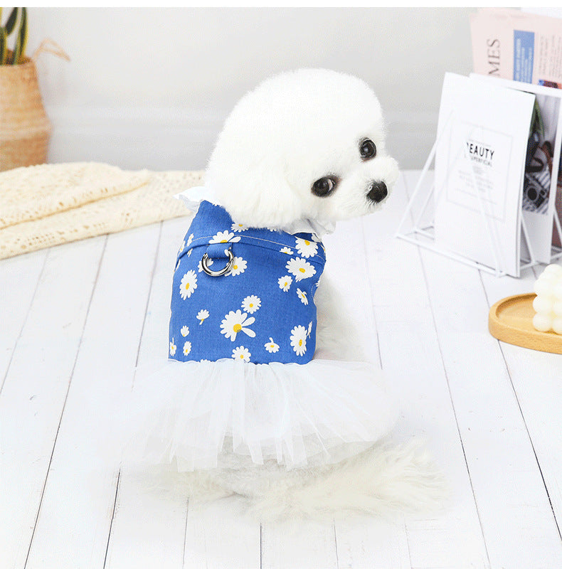 HKM-835411 Cute Bichon Princess Dress for Small Dogs - Cotton, Available in Green, Pink, Blue, Sizes S-XXL