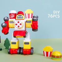 HKM-835539 5-in-1 Train Robot Building Blocks Set - DIY Dinosaur & Vehicle Play Puzzle - Educational Toy for Ages 3+