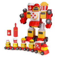 HKM-835539 5-in-1 Train Robot Building Blocks Set - DIY Dinosaur & Vehicle Play Puzzle - Educational Toy for Ages 3+