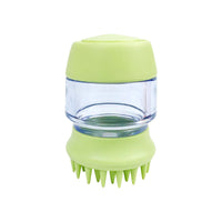 HKM-835795 Dual-Head Silicone Bath and Grooming Brush for Pets with Shampoo Dispenser - 12x6x6cm, Lightweight, Easy to Clean