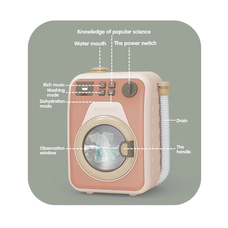 KTX-835795 Light and Sound Electric Toy Washing Machine for Pretend Play, Age 5-7