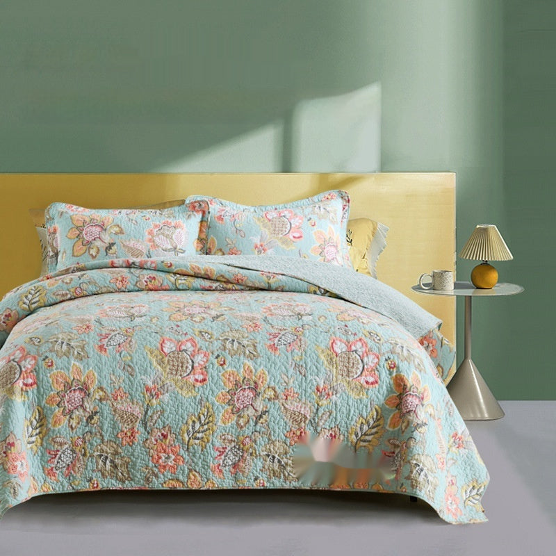 HKM-835795 Pure Cotton Summer Floral Duvet Set - Three-Piece Bedding Collection