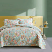 HKM-835795 Pure Cotton Summer Floral Duvet Set - Three-Piece Bedding Collection