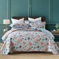 HKM-835795 Pure Cotton Summer Floral Duvet Set - Three-Piece Bedding Collection