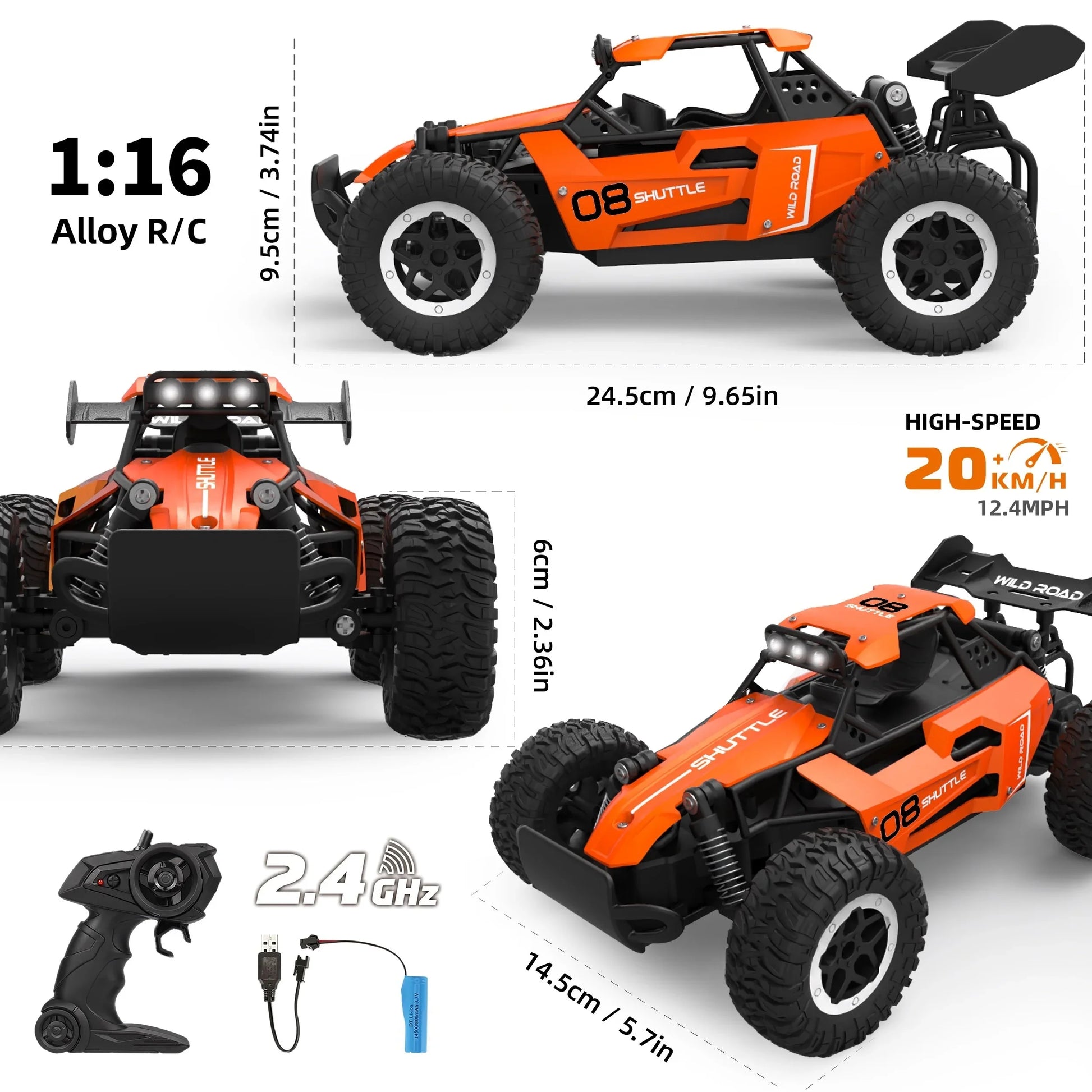 HKM-835923 1:16 Electric Remote Control Off-Road Buggy Racing Car, 5 Channels, Alloy & Plastic, Suitable for Ages 8+