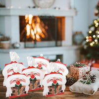 HKM-835923 Mini Christmas Treat Boxes with Santa Claus Design - 8 Pcs Gift Set with Cellophane Bags and Twist Ties for Holiday Party Supplies