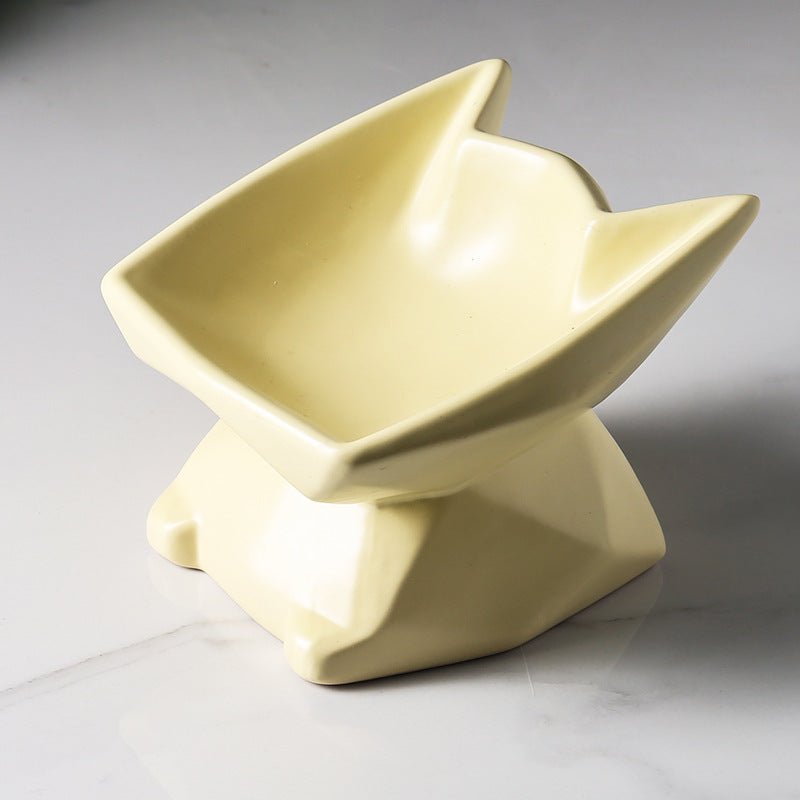 HKM-835987 Ceramic High-Leg Cat Food Bowl for Cervical Spine Support