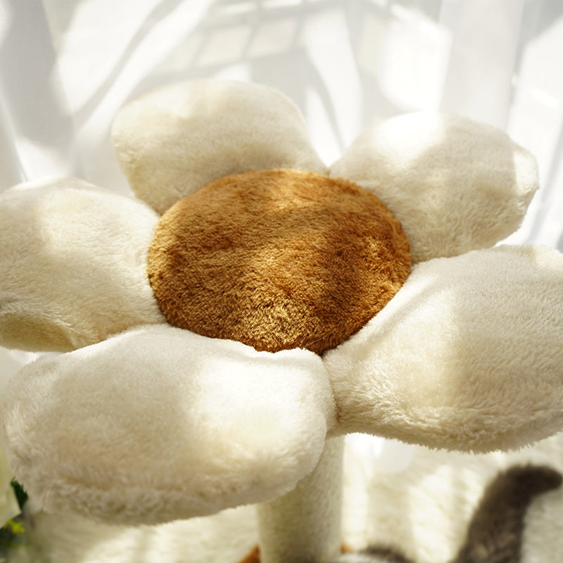 HKM-836115 Sisal Claw Grinder Cat Climbing Frame with Plush Nest and Floral Design