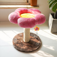 HKM-836115 Sisal Claw Grinder Cat Climbing Frame with Plush Nest and Floral Design