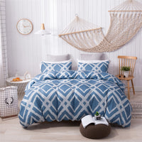 HKM-836115 Three Piece Polyester Printed Brushed Quilt Cover Set with Pillowcases, Available in Multiple Floral Designs and Sizes