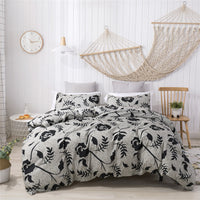 HKM-836115 Three Piece Polyester Printed Brushed Quilt Cover Set with Pillowcases, Available in Multiple Floral Designs and Sizes