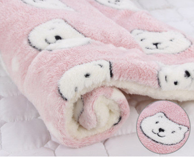 HKM-836243 Four Seasons Universal Warm Pet Mat for Small Animals - Flannel & Lamb Wool, 34x27cm