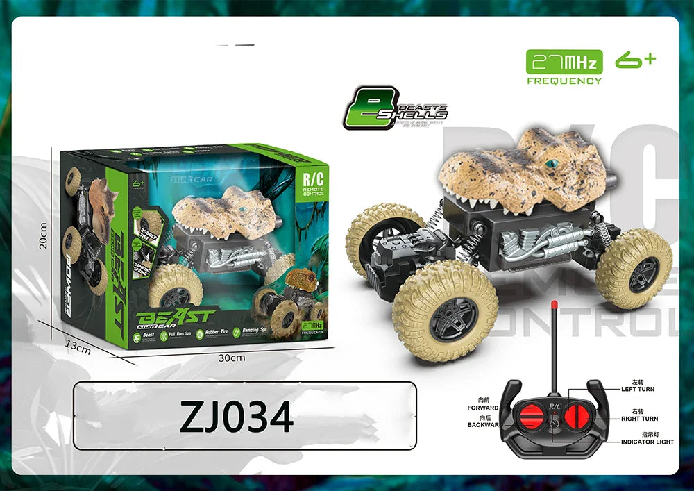 HKM-836371 Remote Control Dinosaur Truck Toy - Electric Climbing Stunt Car for Kids - Ages 5 and Up