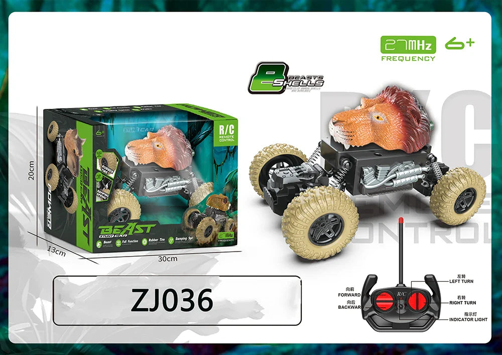 HKM-836371 Remote Control Dinosaur Truck Toy - Electric Climbing Stunt Car for Kids - Ages 5 and Up